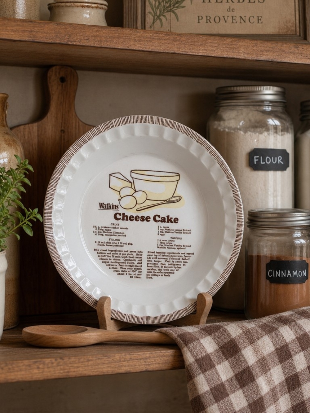 Vintage Watkins “Cheese Cake” Recipe Pie Plate